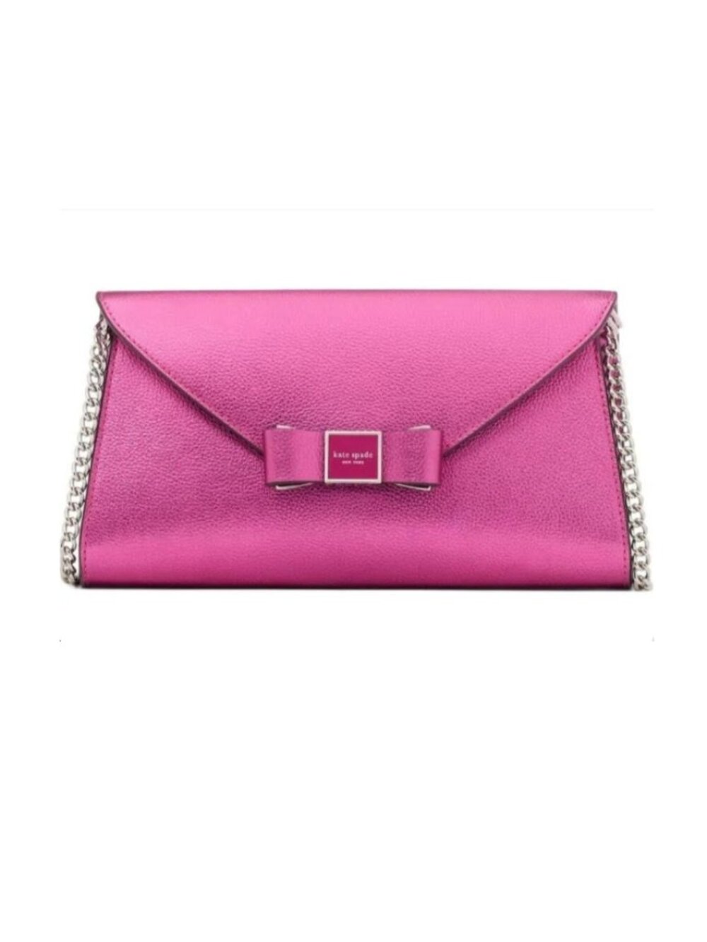 NWT Kate Spade Morgan Bow Metallic Envelope Flap Crossbody in Bikini Pink